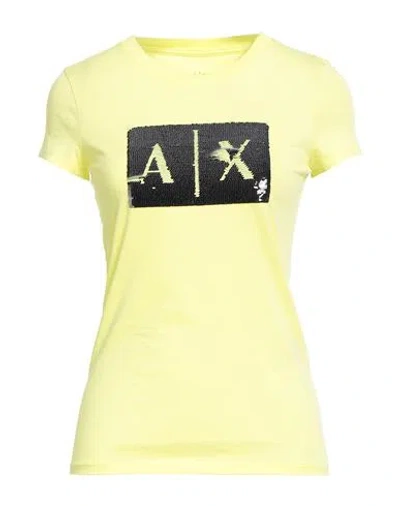 Armani Exchange Woman T-shirt Lime Green Size Xs Cotton In Yellow