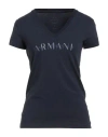Armani Exchange Woman T-shirt Midnight Blue Size L Cotton, Elastane In Blue