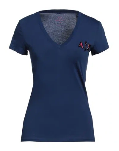 Armani Exchange Woman T-shirt Navy Blue Size L Cotton