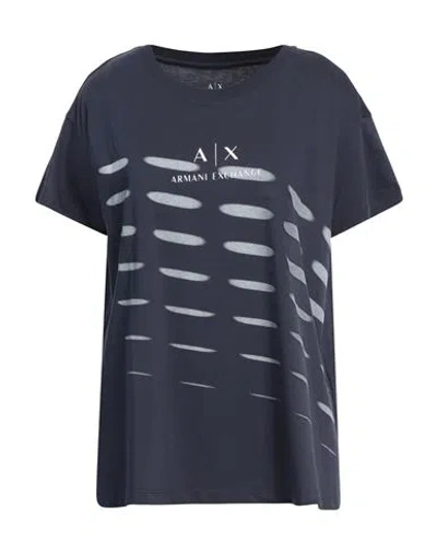 Armani Exchange Woman T-shirt Navy Blue Size L Cotton