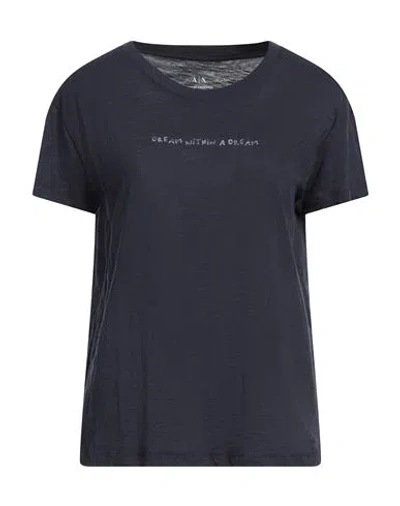 Armani Exchange Woman T-shirt Navy Size L Cotton In Blue