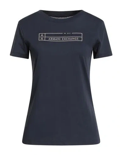 Armani Exchange Woman T-shirt Navy Size L Cotton In Blue
