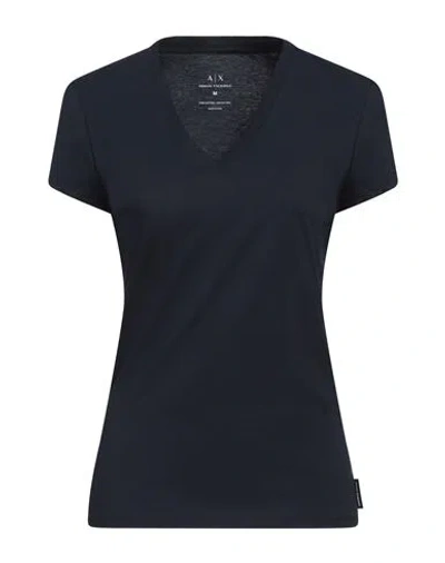 Armani Exchange Woman T-shirt Navy Size M Pima Cotton In Navy