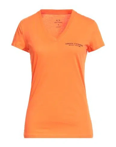 Armani Exchange Woman T-shirt Orange Size L Cotton