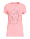 Armani Exchange Woman T-shirt Pink Size S Cotton, Elastane