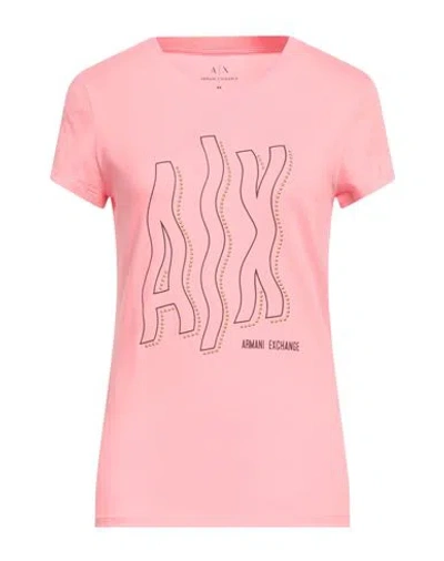 Armani Exchange Woman T-shirt Pink Size Xs Cotton, Elastane