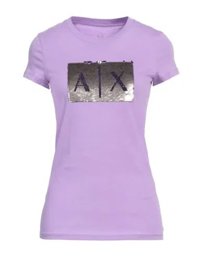 Armani Exchange Woman T-shirt Purple Size L Cotton
