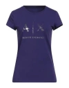 Armani Exchange Woman T-shirt Purple Size L Cotton, Elastane In Blue
