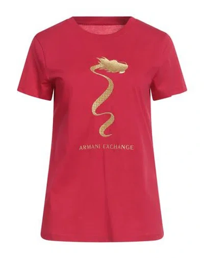 Armani Exchange Woman T-shirt Red Size S Cotton In Pink