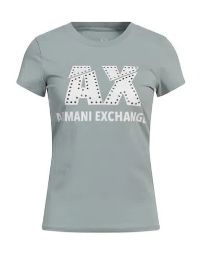 Armani Exchange Woman T-shirt Sage Green Size L Cotton, Elastane
