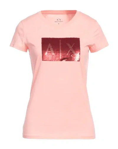 Armani Exchange Woman T-shirt Salmon Pink Size L Cotton