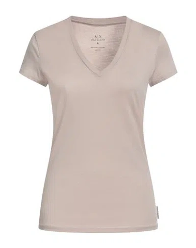 Armani Exchange Woman T-shirt Taupe Size S Pima Cotton In Gray