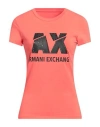 Armani Exchange Woman T-shirt Tomato Red Size L Cotton, Elastane In Orange