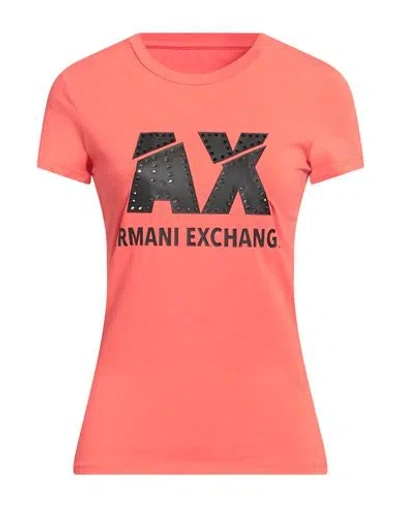 Armani Exchange Woman T-shirt Tomato Red Size L Cotton, Elastane In Orange