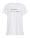 Armani Exchange Woman T-shirt White Size L Cotton, Elastane