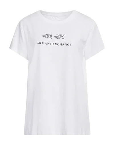 Armani Exchange Woman T-shirt White Size L Cotton, Elastane