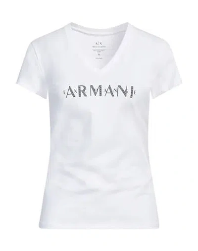 Armani Exchange Woman T-shirt White Size L Cotton, Elastane