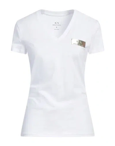 Armani Exchange Woman T-shirt White Size S Cotton, Elastane