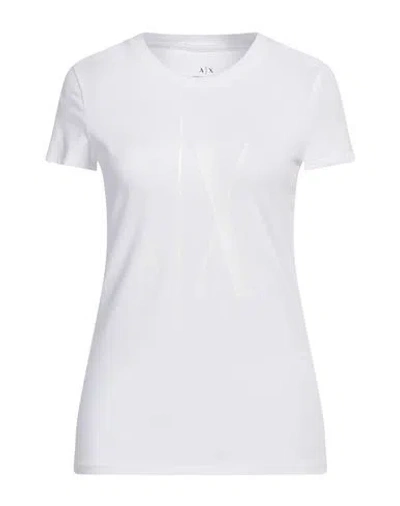 Armani Exchange Woman T-shirt White Size L Cotton, Elastane