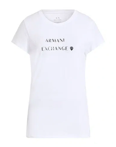 Armani Exchange Woman T-shirt White Size L Cotton, Elastane