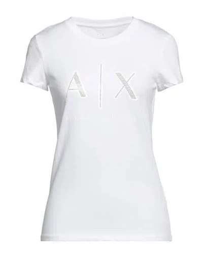 Armani Exchange Woman T-shirt White Size L Cotton, Elastane