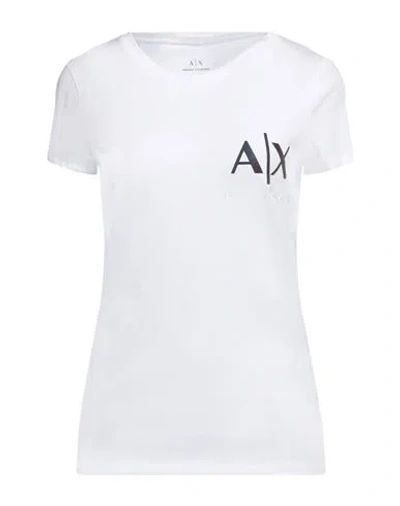 Armani Exchange Woman T-shirt White Size M Cotton, Elastane