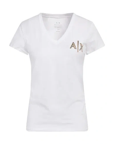 Armani Exchange Woman T-shirt White Size L Cotton, Elastane