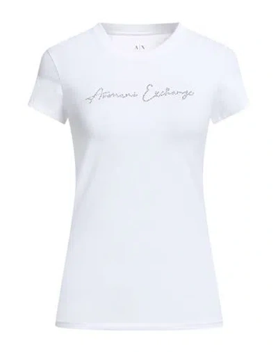 Armani Exchange Woman T-shirt White Size Xs Cotton, Elastane