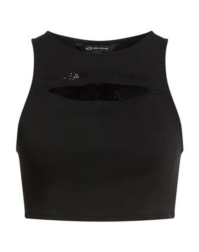 Armani Exchange Woman Top Black Size S Cotton, Polyester, Elastane