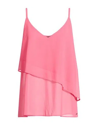 Armani Exchange Woman Top Coral Size L Polyester In Red
