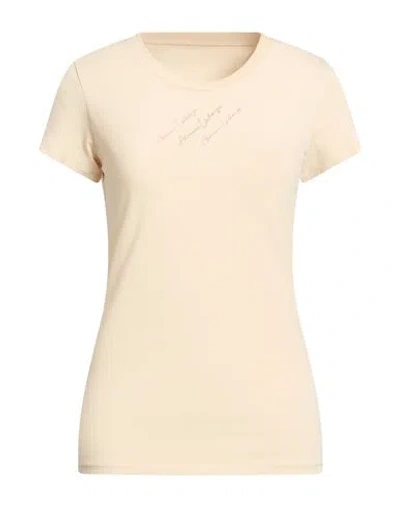 Armani Exchange Woman T-shirt Beige Size L Cotton, Elastane In Pink