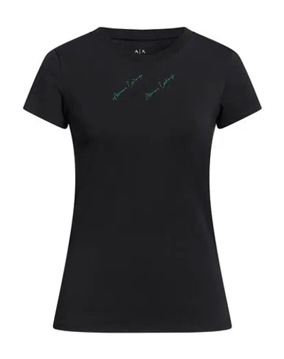 Armani Exchange Woman T-shirt Black Size M Cotton, Elastane