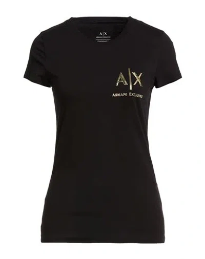 Armani Exchange Woman T-shirt Black Size M Cotton, Elastane