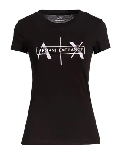 Armani Exchange Woman T-shirt Black Size S Cotton In Animal Print