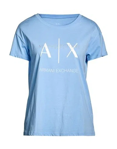Armani Exchange Woman T-shirt Light Blue Size L Cotton