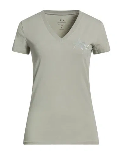 Armani Exchange Woman T-shirt Sage Green Size S Cotton, Elastane