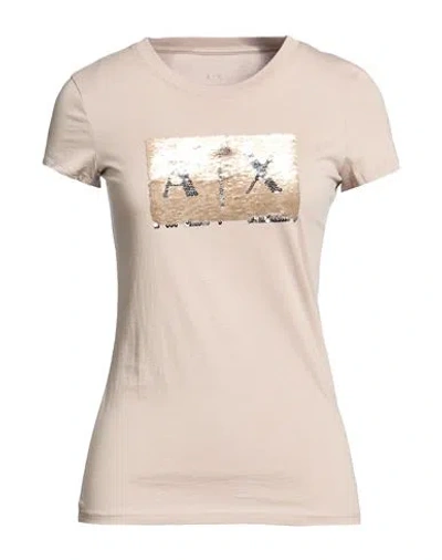 Armani Exchange Woman T-shirt Taupe Size S Cotton In Neutral
