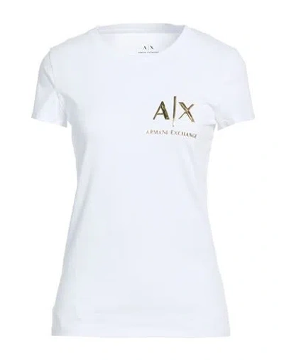 Armani Exchange Woman T-shirt White Size L Cotton, Elastane
