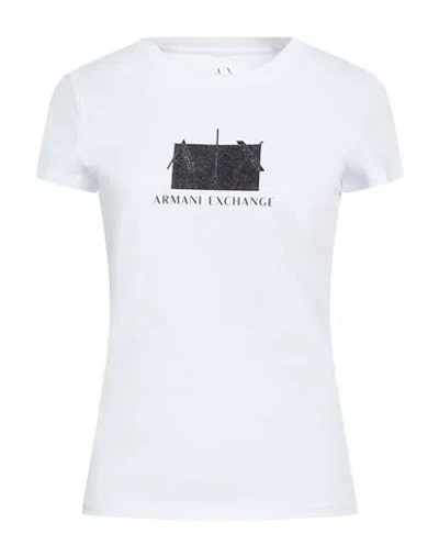 Armani Exchange Woman T-shirt White Size M Cotton, Elastane