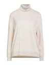 Armani Exchange Woman Turtleneck Beige Size L Virgin Wool In Gold