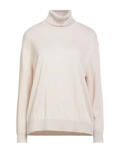 Armani Exchange Woman Turtleneck Beige Size L Virgin Wool In Gold