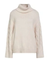 Armani Exchange Woman Turtleneck Cream Size M Polyester, Acrylic, Wool In White