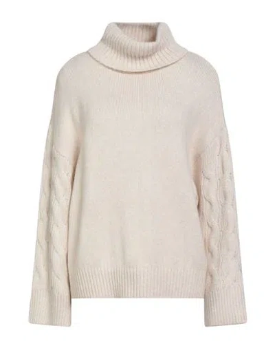 Armani Exchange Woman Turtleneck Cream Size M Polyester, Acrylic, Wool In White