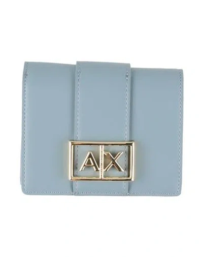 Armani Exchange Woman Wallet Slate Blue Size - Leather