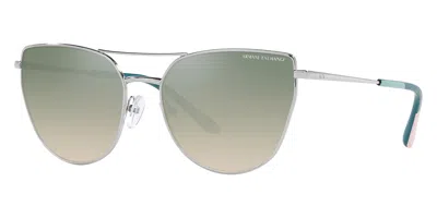 Armani Exchange Women's 56mm Shiny Silver Sunglasses In Metallic