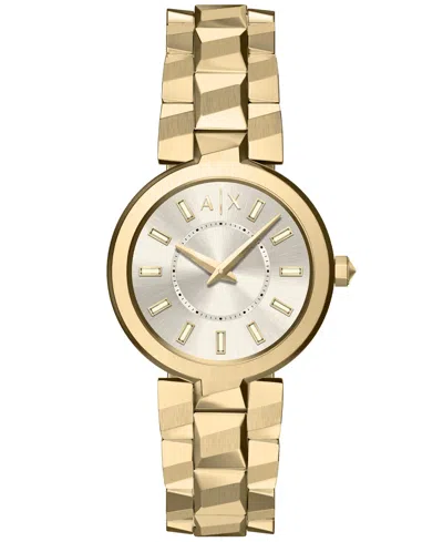 Armani Exchange Women's Audora Quartz Two Hand Gold Stainless Steel Watch 34mm In Gray