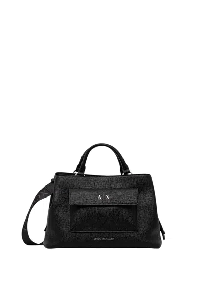 Armani Exchange Logo-detail Pocket Tote Bag In Black