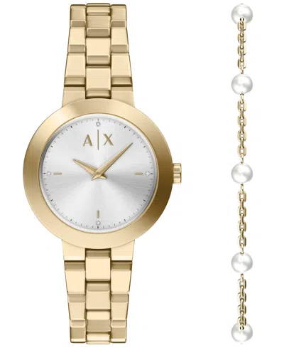 Armani Exchange Women's Quartz Two Hand Gold Stainless Steel Watch 36mm In Silver
