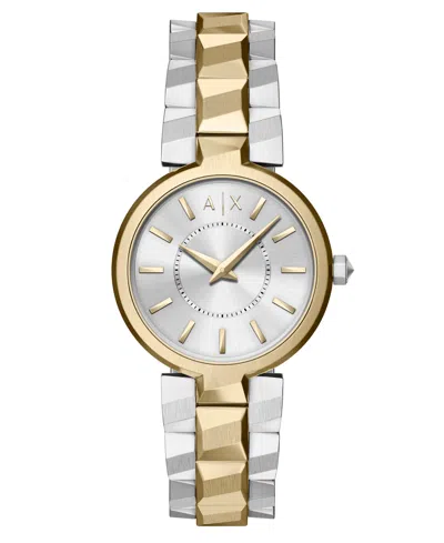 Armani Exchange Women's Quartz Two-hand 2-tone Stainless Steel Watch, 34mm In Gold