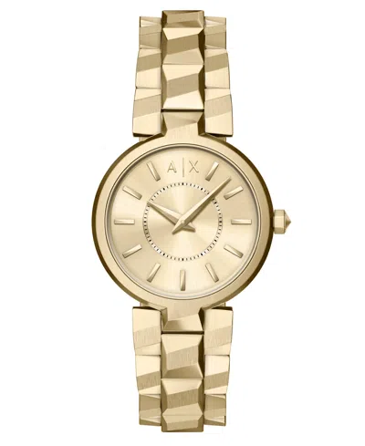 Armani Exchange Women's Quartz Two-hand Gold Stainless Steel Watch, 34mm